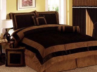 New Chocolate Brown Suede Short fur Comforter Set Twin,Full,Queen,King 