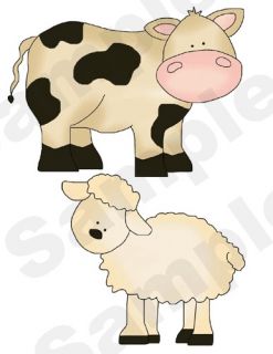 FARM BARNYARD ANIMALS SHEEP COW PIGS BABY NURSERY CHILDRENS WALL 