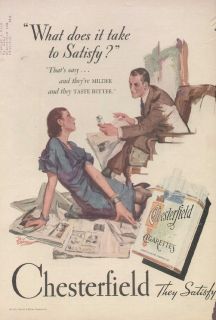 Chesterfield Cigarettes 1933 Vintage Tobacco Ad, Rico Tomaso Art