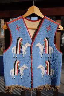 Antique Fully Beaded Cheyenne Sioux Plains Pictographic Vest 1900s 