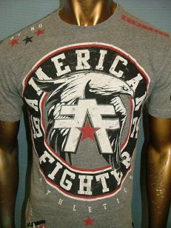 AMERICAN FIGHTER by AFFLICTION Grey SYRACUSE Fight BIKER GYM UFC T 