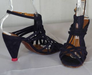 CHIE MIHARA Size 37 (7) Suede Strappy Cage Heels Shoes Purple