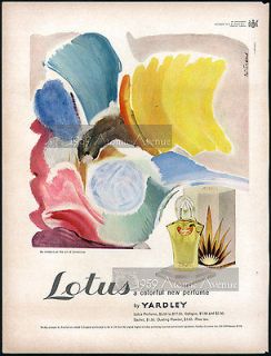   Yardley of London Lotus Perfume Ad, Artist Ivon Hitchens Signed FAB