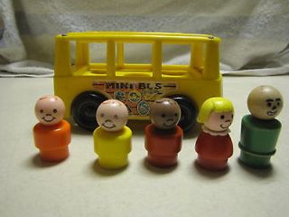 Vintage Fisher Price Little People Mini Bus and Figures
