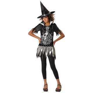 Tween Girls Gothic Witch Costume Black Tutu Dress w/Bolero Jacket Hat 