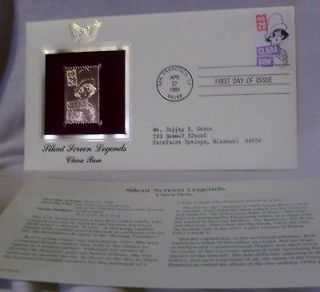   Gold Replica First Day of Issue Stamp Silent Screen legends Clara