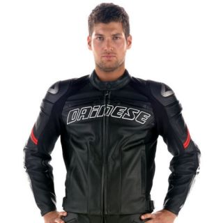 New Dainese Mens Racing G Pelle Jacket Black/Red 52