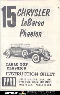 1932 Chrysler Imperial LeBaron Pyro Model Kit Brochure
