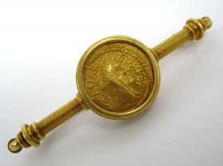 Art Nouveau 18k Gold Julius Caesar Roman Coin Brooch