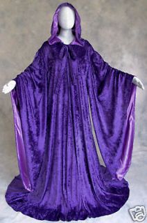 Purple Velvet Robe Wizard Cloak Wicca LARP LOTR Costume