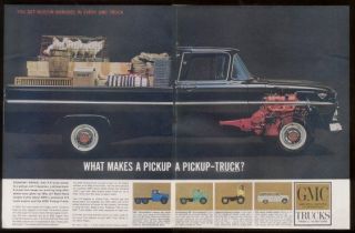 1962 BIG black GMC pickup truck photo vintage ad