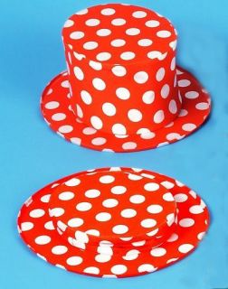 Collapsible Top Hat Polkadot Clown Costume Accessory