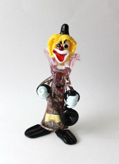 Vintage Murano Italy Venetian Art Glass Clown Figurine Figure with 
