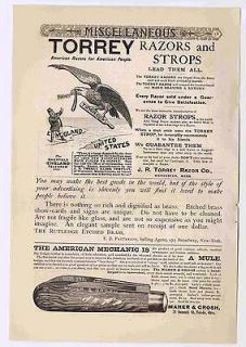 1890 Torrey Razors Strops Maher & Crosh Hair Curler  Vintage 