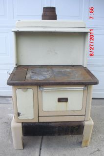 EUREKA ANTIQUE COAL COOKING STOVE FOR CABIN OR HOUSE YELLOW NICE 