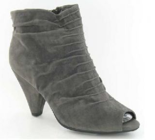 Ladies grey suede effect heel peep toe shoe boots.