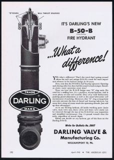 1951 Darling B 50 B Fire Hydrant Vintage Print Ad