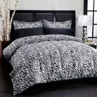 Wild Animal Print Zebra Black White Microfiber Comforter Set King