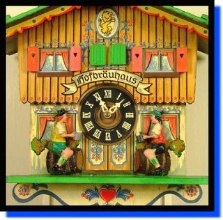 Rare BEER DRINKERS Musical Cuckoo Clock HOFBRAUHAUS 2 Door Octoberfest 