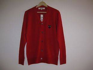 COMME Des GARCONS CDG PLAY MENS CARDIGAN SWEATER RED M