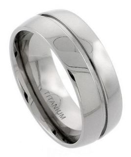 Mens Comfort Fit Titanium Wedding Band Ring 9mm Size 11 Thin Groove 