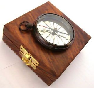 Dollond London Ship Brass Compass with Box