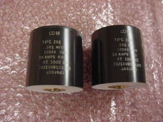 Cornell Dubilier CDM Type 292 .001 MFD Mica Capacitor, 2 each