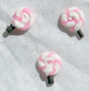 ZINK COLOR Nail Art PINK & WHITE Swirl Lollipop 3pc Cell Phone 