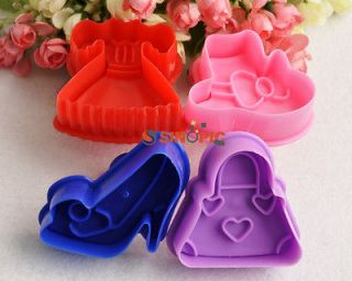 4x Cloth Design Cute Cookie Mold Fondant Plunger Cutter modelling tool