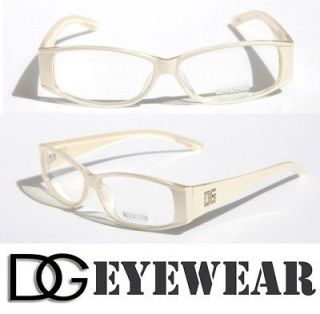 DG eyewear pearl white rectangular frame clear lens Sun Glasses RX 