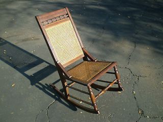   Chair East Lake Carved Walnut & Hand Cane Back & Seat Good Cond