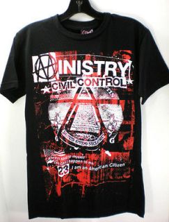 MINISTRY  CIVIL CONTROL DESIGN MUSIC BAND T SHIRT (NEW  SMALL)