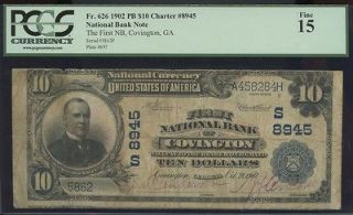 10 1902 COVINGTON GA PCGS F15 RARE 4 LARGE KNOWN UNIQUE AS A $10