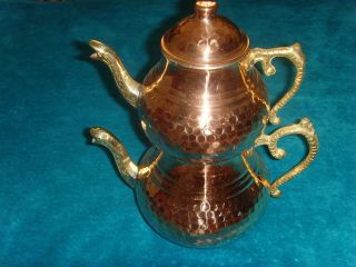 Turkish Handmade Copper Tea Pot Set Caydanlik
