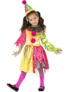 Kids/Girls/Toddlers Scary Clown Halloween Smiffys Fancy Dress Costume