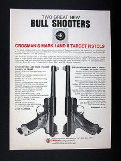 Crosman Mark I & II Target Pistols pellet bb pistol 1966 print Ad 