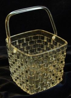 Vintage Rare Grainware Clear Acrylic Basket Weave Ice Bucket 1984