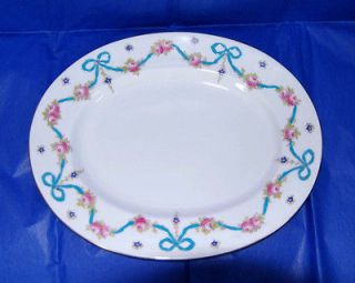 Crown Staffordshire Fine Bone China Platter Blue Bow Pattern