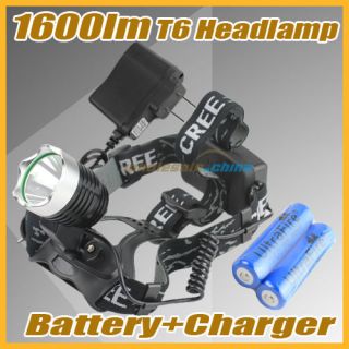 CREE XM L T6 LED 1600lumen 3Mode Headlamp Head Torch Flashlight+Cha 