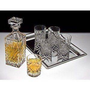 Dublin 8 pc Crystal Whiskey/ Bar Set Decanter, 6 Glasses 