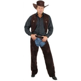 Cowboy Western Chaps & Vest Brown Suede Dress Up Halloween Deluxe 