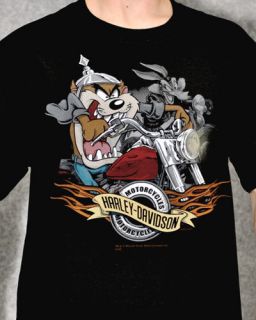 Harley Davidson Mens Taz & Wile E. Coyote Short Sleeve Biker T Shirt