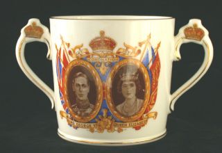 Radfords Crown China Loving Cup   King George VI Coronation 1937