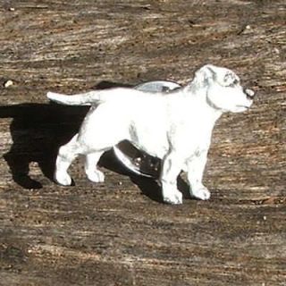 Dog Breed Jewellery English Staffordshire Bull Terrier White Lapel Pin