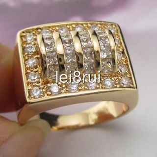   CZ ring 18k yellow gold filled GF crystal zircon jewelry wedding ring