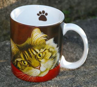   Long Hair Tabby Kitty Cat Coffee Mug Mocha Dominguez by Lowell Herrero