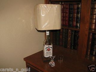 JIM BEAM WHISKEY BOTTLE TABLE LAMP with HARP & FINIAL