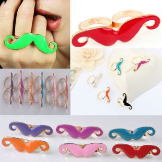   Cute Cosplay Moustache Handlebar Two Fingers Double Adjustable Rings