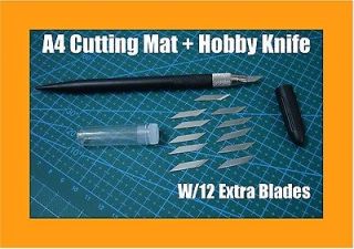 Combo A4 Cutting Mat Non Slip Grid Lines + Crafts Knifes Kit Models 12 