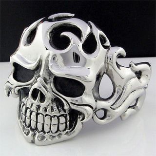 HEAVY 80g Stainless Steel Bangle Cuff Bracelet (Skull Head Height50mm 